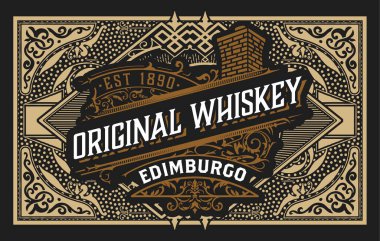 Eski çerçeveli viski etiketi