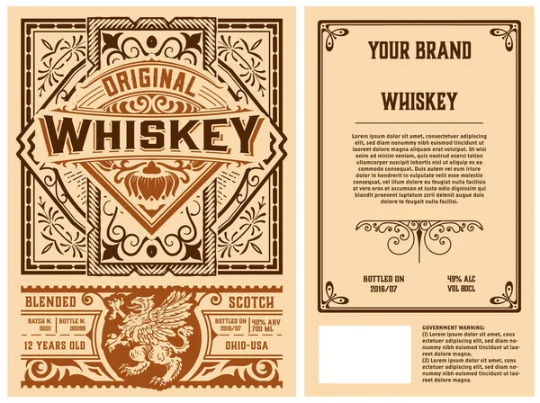 Etiqueta Whisky Con Marcos Viejos — Vector de stock