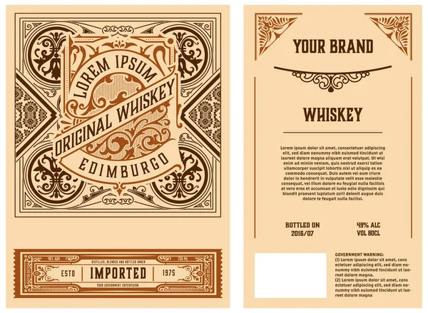 Etiqueta Whisky Con Marcos Viejos — Vector de stock