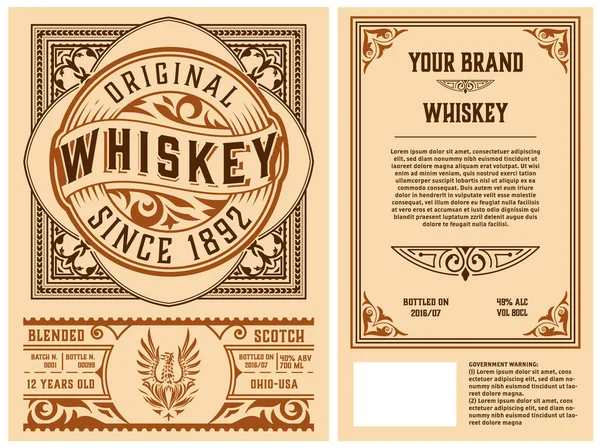 Etiqueta Whisky Con Marcos Viejos — Vector de stock