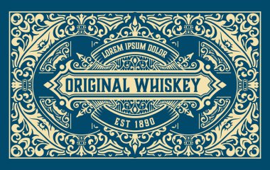 Eski çerçeveli viski etiketi