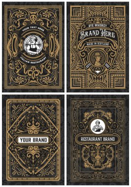 Paketleme için 4 eski etiket seti