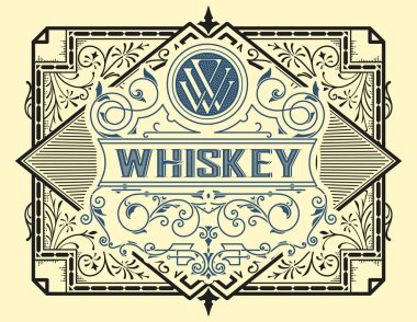 Eski çerçeveli viski etiketi