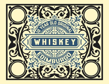 Eski çerçeveli viski etiketi