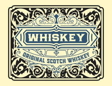 Eski çerçeveli viski etiketi