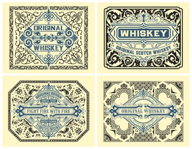 Paketleme için 4 eski etiket seti