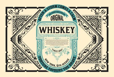 Eski çerçeveli viski etiketi