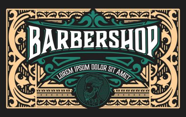 Klasik stil ile klasik berber dükkanı etiketi