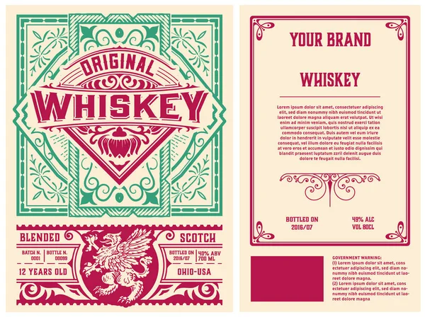 Etiqueta Whisky Con Marcos Viejos — Vector de stock