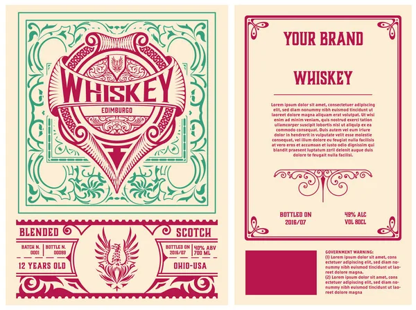 Whiskey Label Starými Rámci — Stockový vektor