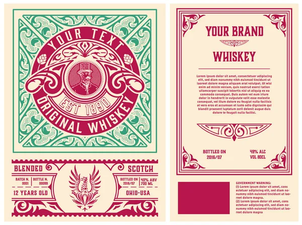 Etiqueta Whisky Con Marcos Viejos — Archivo Imágenes Vectoriales