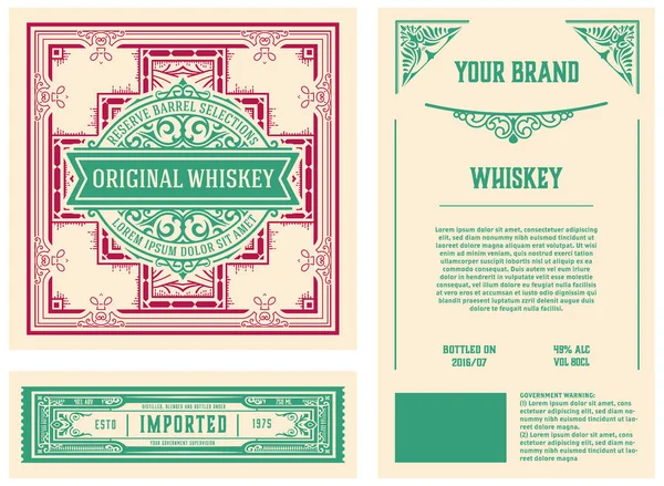 Étiquette Whisky Avec Vieux Cadres — Image vectorielle