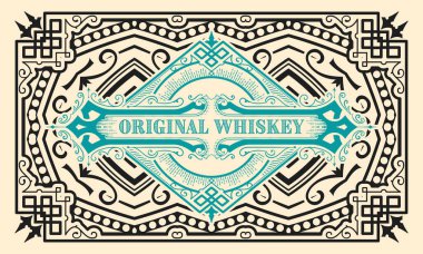 Eski çerçeveli viski etiketi