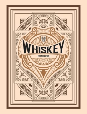 Eski çerçeveli viski etiketi