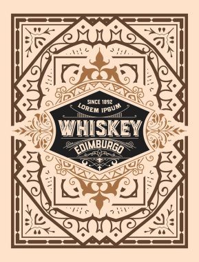 Eski çerçeveli viski etiketi