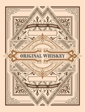 Eski çerçeveli viski etiketi