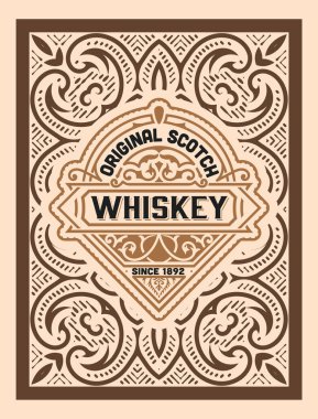 Eski çerçeveli viski etiketi