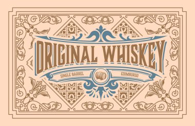 Eski çerçeveli viski etiketi