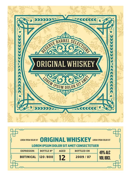 Eski Çerçeveli Viski Etiketi — Stok Vektör