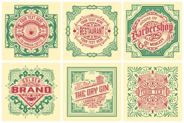 6 etiket seti. Batı tarzı