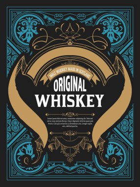 Eski çerçeveli viski etiketi