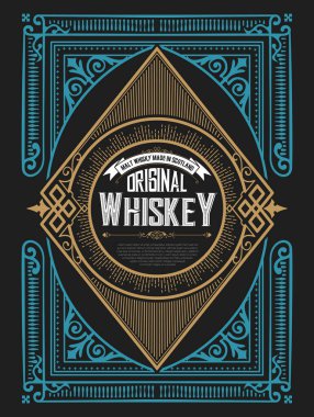 Eski çerçeveli viski etiketi