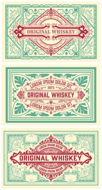 Paketleme için 3 vintage etiket seti