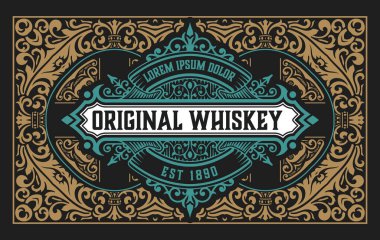 Eski çerçeveli viski etiketi