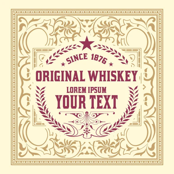 带有旧框架的威士忌标签 — 图库矢量图片