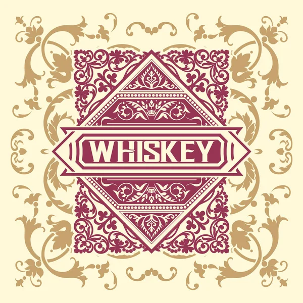 Etiqueta Whisky Con Marcos Viejos — Vector de stock