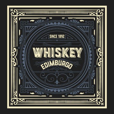 Eski çerçeveli viski etiketi