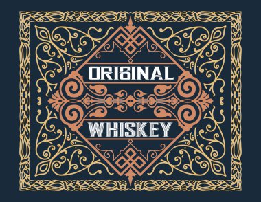 Eski çerçeveli viski etiketi