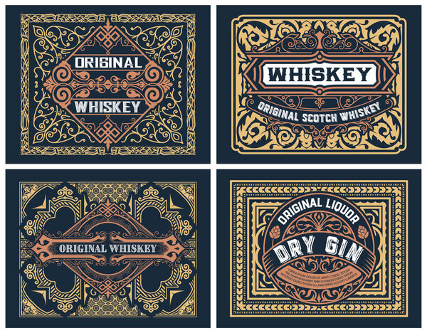 Набор из 4 винтажных этикеток для упаковки