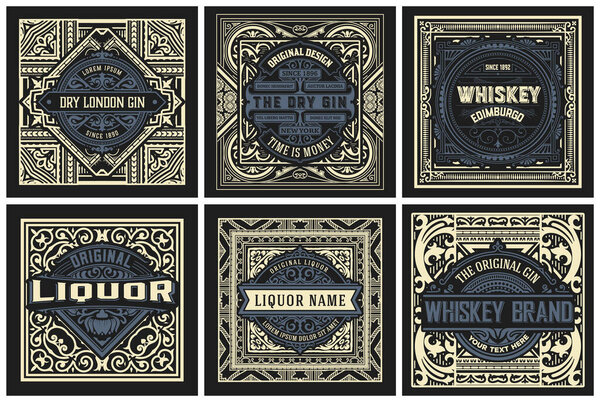 Set of 6 labels. Western style