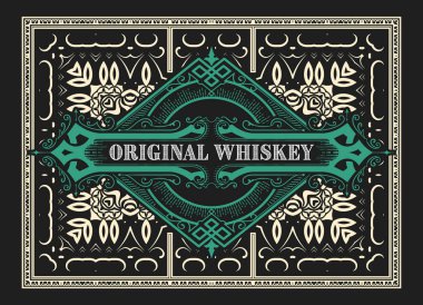 Eski çerçeveli viski etiketi