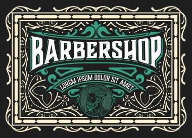 Klasik stil ile klasik berber dükkanı etiketi