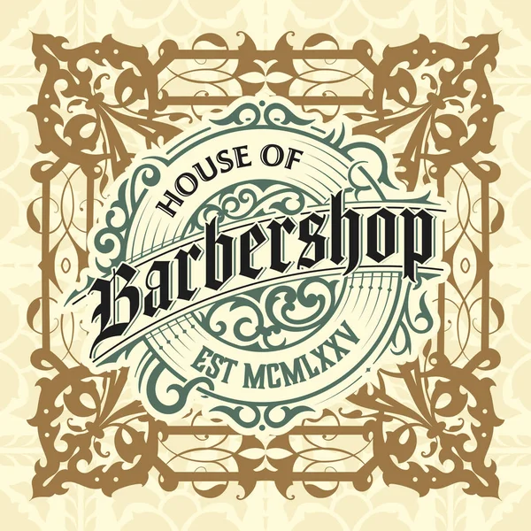 Vintage Barbershop Label Dalam Gaya Vintage - Stok Vektor