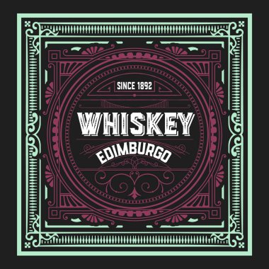 Eski çerçeveli viski etiketi