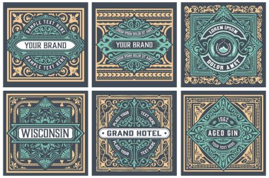 6 etiket seti. Batı tarzı