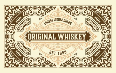 Eski çerçeveli viski etiketi