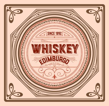 Eski çerçeveli viski etiketi
