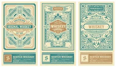 Paketleme için 3 vintage etiket seti