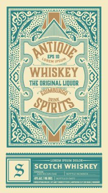 Eski çerçeveli viski etiketi