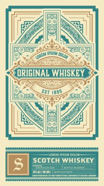 Eski çerçeveli viski etiketi