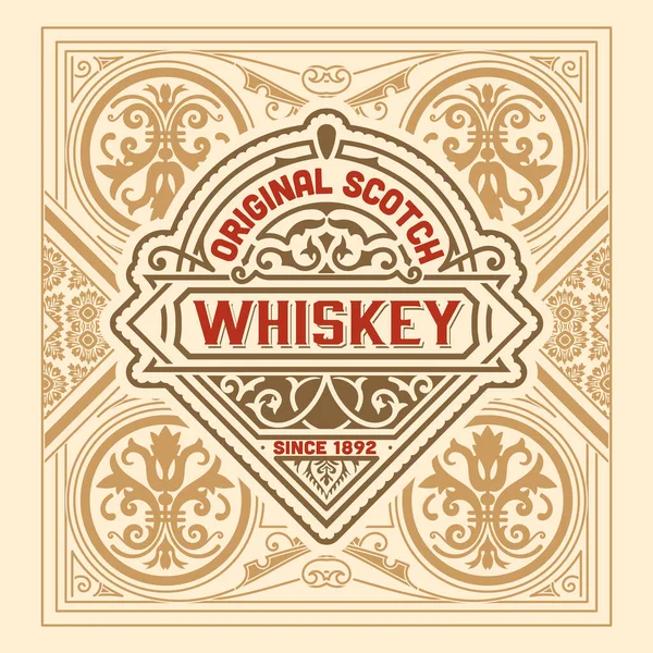 Etiqueta Whisky Con Marcos Viejos — Vector de stock