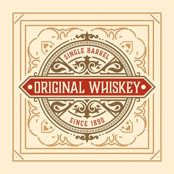 Etiqueta Whisky Con Marcos Viejos — Vector de stock