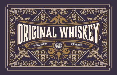 Eski çerçeveli viski etiketi
