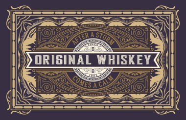 Eski çerçeveli viski etiketi