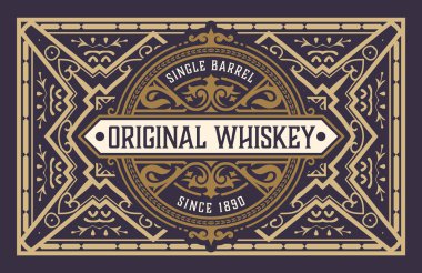 Eski çerçeveli viski etiketi