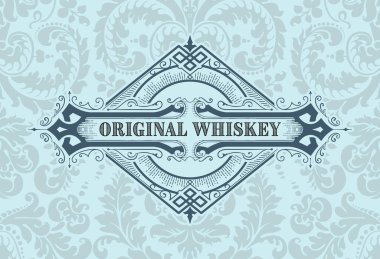 Eski çerçeveli viski etiketi